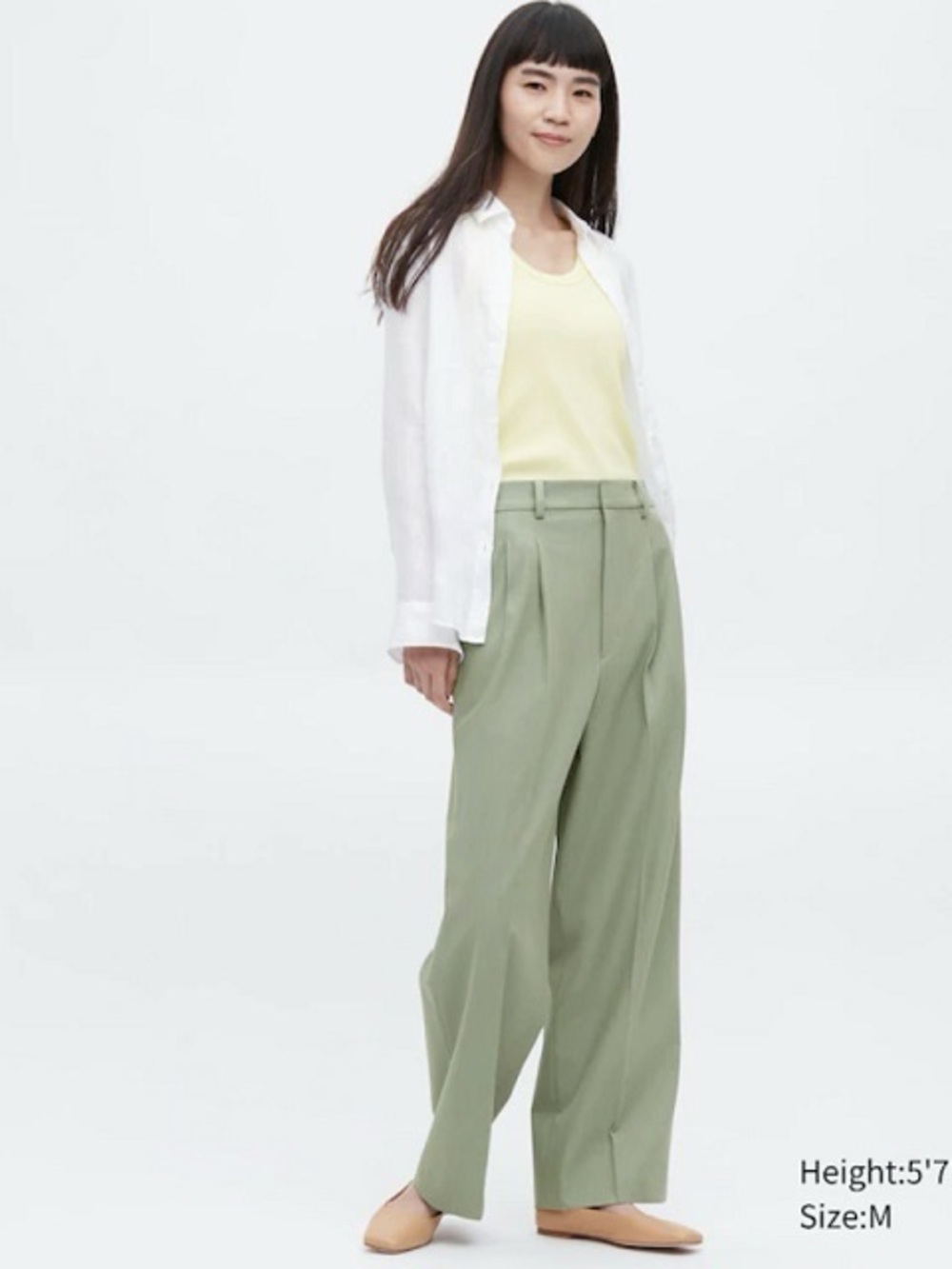Uniqlo Wide-Leg High-Waist Women's Pants in Sage Green XS